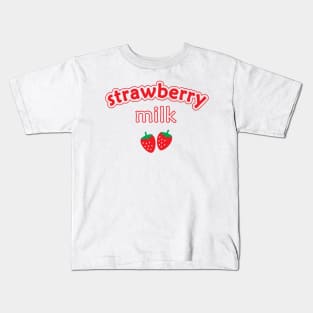 Strawberry Milk Kawaii Cute Strawberries Red Kids T-Shirt